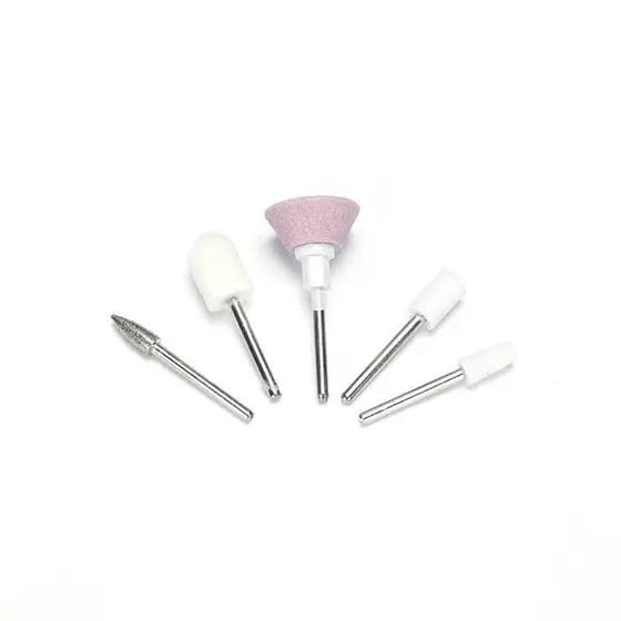 Conjunto de 5 cabeças de polimento de unhas em uma bolsa, conjunto de cabeças de polimento de unhas, ferramenta de remoç