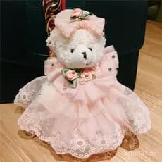 Chaveiro de urso grande com vestido de noiva, pingente de bolsa, chaveiro de carro feminino, brinquedo de pelúcia.