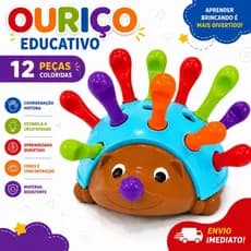 Ouriço de Brinquedo Infantil Educacional Encaixar Montar Sensorial Criança Coordenação Motora Bebê