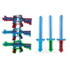 Espada de brinquedo e Metralhadora Minecraft Azul Diamante Com Som E Luz
