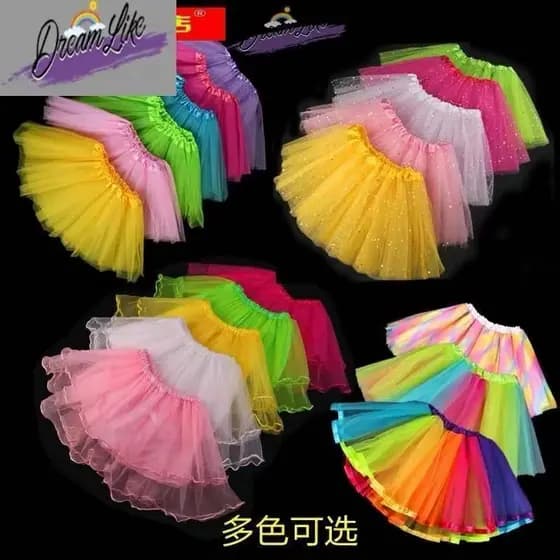 Saia de tule infantil colorido lisa de Carnaval Halloween Natal 40cm para Adulto 30 cm para infantil colorido festa