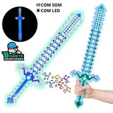 Espada De Brinquedo Com Som E Luz Diamante  De Blocos craft rosa azul verde