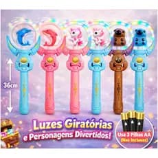 Bastão de LED Varinha Mágica Giratória Com Som e Luz a Pilha Brinquedo Infantil