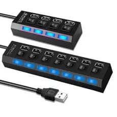 HUB USB de sete portas com interruptores independentes, HUB de 1 para 7 portas, porta de expansão USB, porta USB 2.0 de
