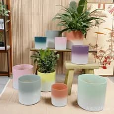 Vaso de cerâmica redondo minimalista nórdico com gradiente, criativo, para uso doméstico, adequado para plantas verdes e