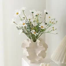Vaso de cerâmica branco fosco estilo europeu com textura fosca para arranjos de flores hidropônicas ou secas, ornamento