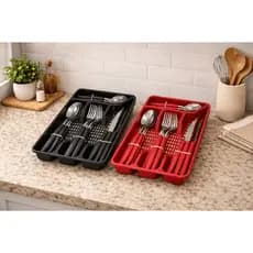 Jogo de Talheres Faqueiro com 17 Peças com Porta Talher Organizador Talheres em Inox Cozinha Prático