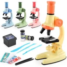 Microscópio Científico Infantil, Microscópio Macaron LED de Alta Definição, Cinco Cores, Foco Ajustável, Brinquedo para