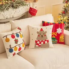Nova Capa de Almofada com Detalhes Acolchoados para Decoração de Natal e Ano Novo, Almofada Lombar, Capa de Almofada par