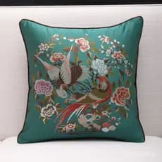 Almofada Qiaoxiwu com Padrão de Canto de Pássaros e Fragrância Floral Estilo Chinês, Almofada de Sofá Confortável e Simp