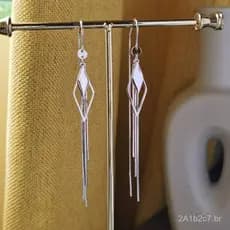 Brincos com gancho anti-perda, novo modelo em prata S925, elegantes brincos femininos com borlas longas em formato de di