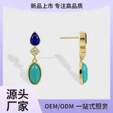 E0359 Brincos femininos de zircônia azul em formato de gota, estilo coreano, para uso diário, estilo simples e luxuoso,