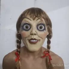Máscara de boneca de terror Annabelle para cosplay de Halloween.
