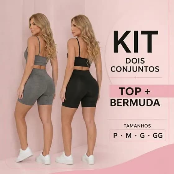 Kit 2 Conjuntos Alcinha Top e Short Suplex Fitness Academia Treino