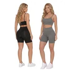 Kit 2 Conjuntos De Academia Feminino Short e Top Roupa Fitness Zero Transparência
