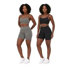 Kit 2 Conjuntos De Academia Feminino Short e Top Roupa Fitness Zero Transparência
