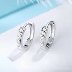 Brincos de argola em prata esterlina S925 com diamantes, estilo coreano e japonês, simples e elegantes, acessórios de or