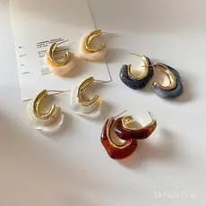 Brincos femininos de resina e metal com design irregular e estilo retrô francês, brincos de pino coreanos simples, versá