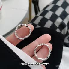 Joias originais de estilo Instagram, em prata esterlina s925, anel elástico com design quadrado facetado exclusivo para