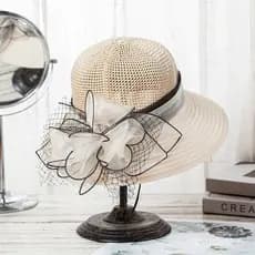 Chapéu de verão feminino de malha com aba larga para proteção solar, chapéu de sol para mães, chapéu de praia, chapéu de