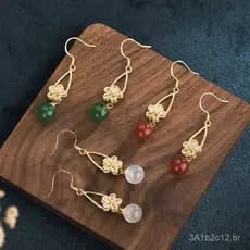 Acessórios de design criativo e moderno, artesanato em ouro antigo, brincos longos de estilo étnico incrustados com cris