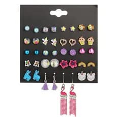 Novo conjunto de brincos de bijuteria: 20 pares de brincos de zircônia imitada em formato quadrado com diamantes em form