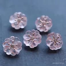 Colar de Quartzo Rosa Natural de Moçambique com Pingente em Forma de Flor de Cerejeira, Corrente para Clavícula, Acessór