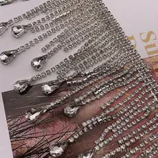 Corrente de strass com franjas de qualidade A, disponível em estoque para atacado, corrente de strass com franjas, corre