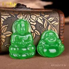 Pingente de Buda Guanyin em Jadeíte, jade Bashan totalmente verde, pingente de Buda violeta translúcido, fornecimento po