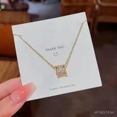 Pingente cravejado de diamantes em estilo coreano com design exclusivo, corrente de clavícula versátil de luxo leve, col