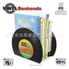 Aparadores de livros vintage em formato de disco de vinil, aparadores de livros em formato de CD, mini estante para estu