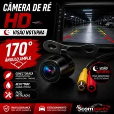 Câmera de Ré Automotiva Duplo Encaixe HD Visão Noturna 170° Universal Multimídia RCA CR-130