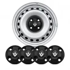 Kit Calota Roda Centro Miolo Logan Sandero Clio Kangoo Aro 13 14 15