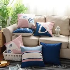 Almofada Decorativa Moderna Minimalista de Algodão e Linho com Estampa de Alce Nórdico Hongmeng para Sofá da Sala de Est
