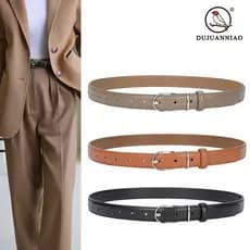 Cinto feminino para jeans, cinto decorativo branco de estilo coreano para calças, cinto de couro para mulheres, simples