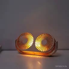 Ventilador de dupla cabeça com bateria recarregável de grande capacidade de 2000mAh, luz LED de aromaterapia, mini venti