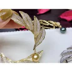 Acessórios DIY: Broche de Pérola em Forma de Folha Simples e Elegante, Estilo Europeu e Americano, para Casacos Feminino