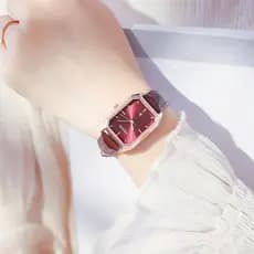 Relógio feminino KEZZI de estilo coreano, moderno, com formato quadrado, à prova d'água, com pulseira de couro, moviment