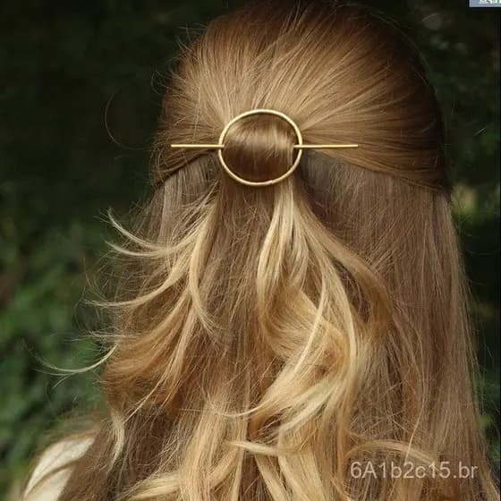 Acessório de cabelo: Presilha de cabelo estilo japonês retrô e simples com design geométrico circular para penteados mei