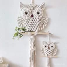 Decoração de Parede Criativa e Nova em Tecido Artesanal com Coruja, Estilo Boêmio Nórdico, Tapeçaria de Corda de Algodão