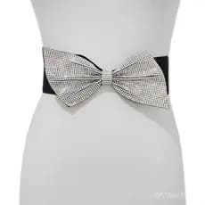 Novo cinto feminino de cintura larga com elástico, com incrustações de strass e laço, elegante e versátil, adequado para