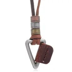 Colar de couro masculino minimalista em estilo europeu e americano, com pingente vintage único de hip-hop e cordão de co