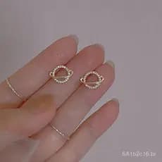 Brincos Simples em Forma de Planeta com Agulha de Prata S925 para Mulheres, Brincos de Design Exclusivo de Alta Qualidad