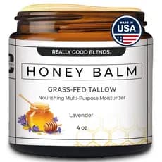 ReallyGoodBlends-Bálsamo de Sebo e Mel, Tamanho XL, Manteiga Corporal Orgânica, Sebo de Carneiro Alimentado a Pasto, Hid