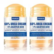 Creme para os pés, contendo 60% de ingredientes ativos e 2% de ácido salicílico, vem em embalagem dupla. Tem força máxim