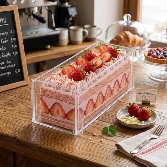 Kit 5 Forma Slice Cake Acrílico 30x10x10 Fatia Perfeita Bolo Molde Confeitaria Transparente Profissional KIT 5 e 10 Unid