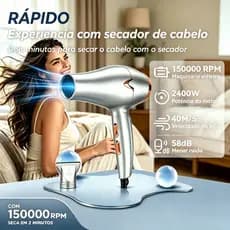 Secador de Cabelo Profissional 2400W com Grande Fluxo de Ar Para Secagem Rápida  110V/220V Com Alisar Enrolar Hot Air