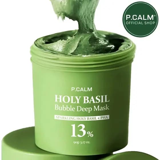 [P.CALMOfficial]Máscara Facial de Argila Efervescente com Manjericão Santo 13% – Receita K-Beauty com Manjericão Santo E