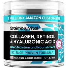 Creme de Colágeno, Retinol e Ácido Hialurônico SimplyVital - Hidratante Facial Anti-Idade para Rosto, Cuidado da Pele Fi