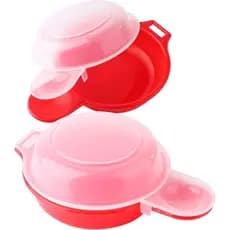 Cozedor de Ovos 2 em 1, Ferramenta de Cozinha para Fazer Ovos/Hambúrgueres/Omeletes em 1 Minuto (Vermelho e Mais Leve)